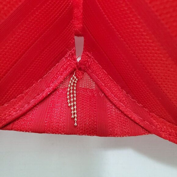 RACHEL Rachel Roy‎ #RR126AX Red Mesh Stripe Underwire Perfect Push Up Bra Sz 38C - Picture 3 of 7